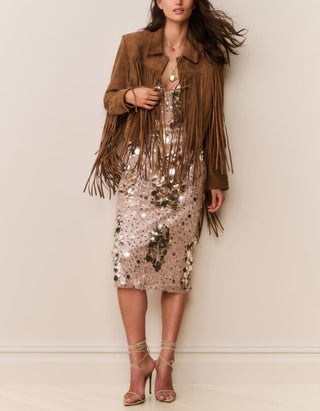 Veloursleder-Jacke Maelis mit Fransen