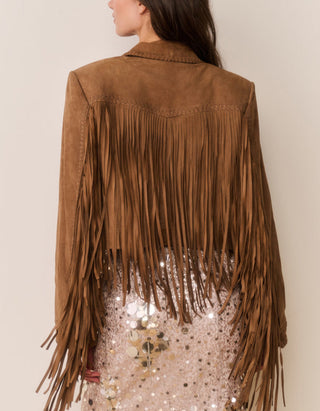 Veloursleder-Jacke Maelis mit Fransen