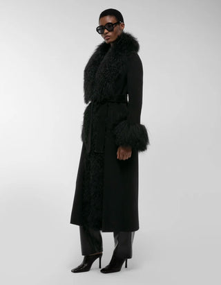 Woll-Mantel Lola Mongolian mit Shearling-Besatz