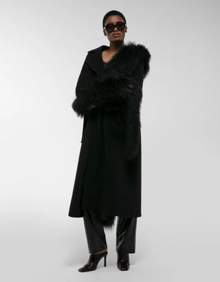 Woll-Mantel Lola Mongolian mit Shearling-Besatz