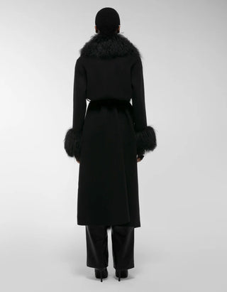 Woll-Mantel Lola Mongolian mit Shearling-Besatz