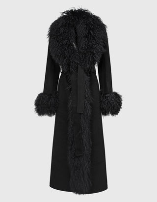Woll-Mantel Lola Mongolian mit Shearling-Besatz