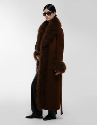 Woll-Mantel Lola Mongolian mit Shearling-Besatz