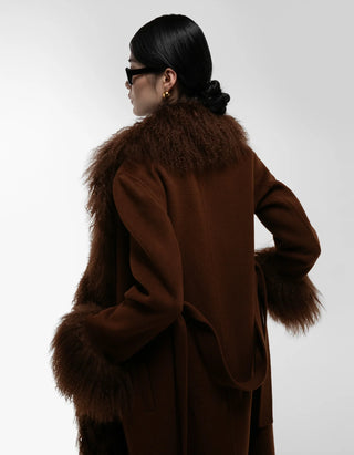Woll-Mantel Lola Mongolian mit Shearling-Besatz