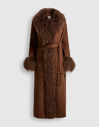 Woll-Mantel Lola Mongolian mit Shearling-Besatz