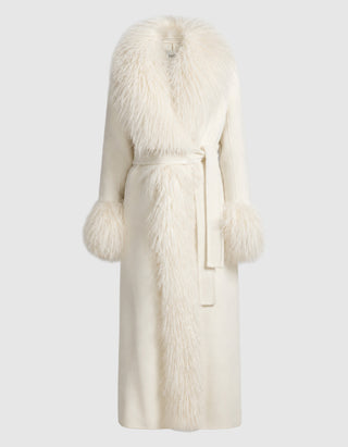 Woll-Mantel Lola Mongolian mit Shearling-Besatz