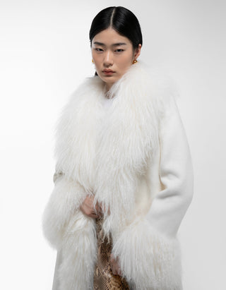 Woll-Mantel Lola Mongolian mit Shearling-Besatz