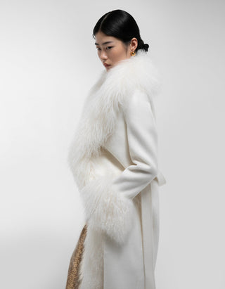 Woll-Mantel Lola Mongolian mit Shearling-Besatz