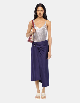 Midi-Rock in Wickeloptik mit Ringdetail