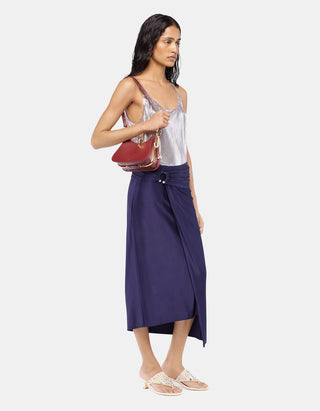 Midi-Rock in Wickeloptik mit Ringdetail