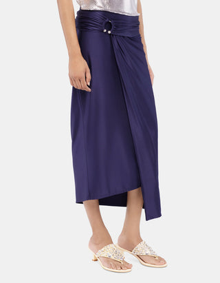 Midi-Rock in Wickeloptik mit Ringdetail