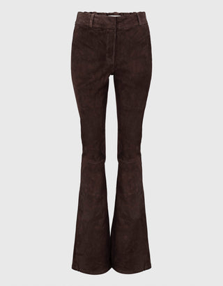 Flare-Leg Veloursleder-Hose Lucia