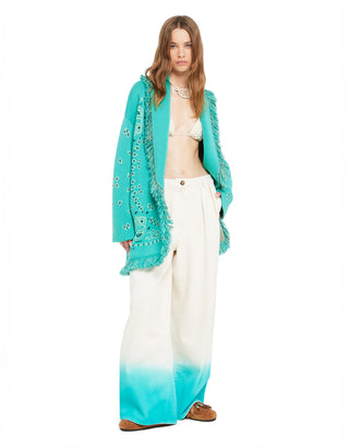 Kaschmir-Leinen Cardigan Bandana Jacquard mit Bindegürtel