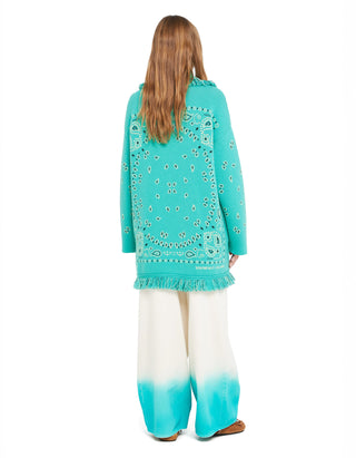 Kaschmir-Leinen Cardigan Bandana Jacquard mit Bindegürtel