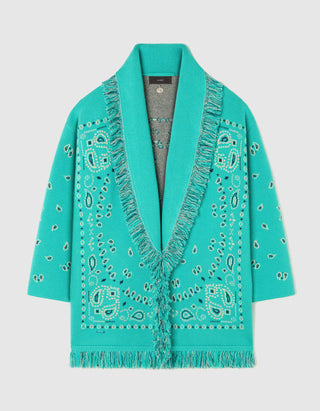 Kaschmir-Leinen Cardigan Bandana Jacquard mit Bindegürtel