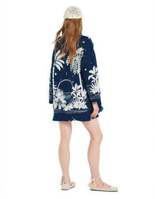 Woll-Cardigan Postcard from Paradise mit Stickerei- und Perlenverzierung