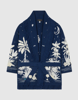 Woll-Cardigan Postcard from Paradise mit Stickerei- und Perlenverzierung