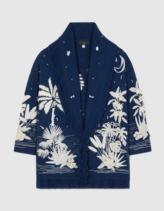 Woll-Cardigan Postcard from Paradise mit Stickerei- und Perlenverzierung