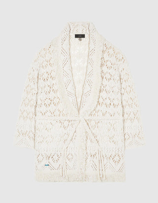 Lochstrick-Cardigan Lagoon Romance mit Bindegürtel