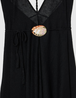 Leinen Maxi-Kleid Mermaid mit Muscheldetail