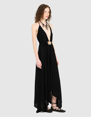 Leinen Maxi-Kleid Mermaid mit Muscheldetail