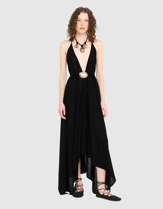 Leinen Maxi-Kleid Mermaid mit Muscheldetail