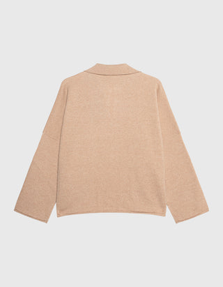 Oversize Kaschmir-Mix Polo Longsleeve