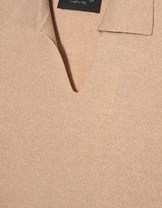 Oversize Kaschmir-Mix Polo Longsleeve