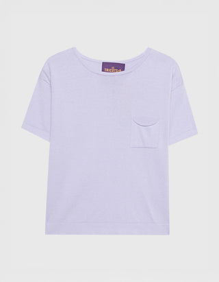 Boxy-Cut Strick-T-Shirt mit Brusttasche