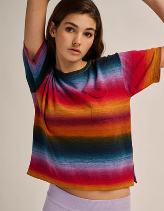 Boxy-Cut Strick-T-Shirt mit Brusttasche