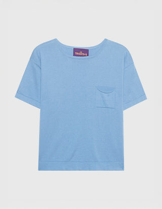 Boxy-Cut Strick-T-Shirt mit Brusttasche