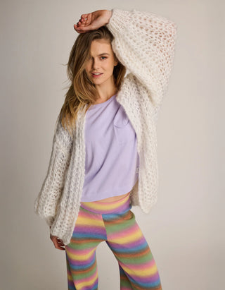 Boxy-Cut Strick-T-Shirt mit Brusttasche