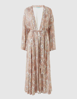 Kaftan-Kleid mit Bindegürtel