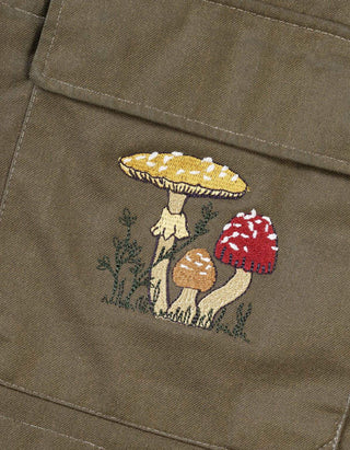 Bestickte Military-Jacke Mushroom im Vintage-Stil