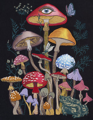 Bestickter Zipper Hoodie Mushroom