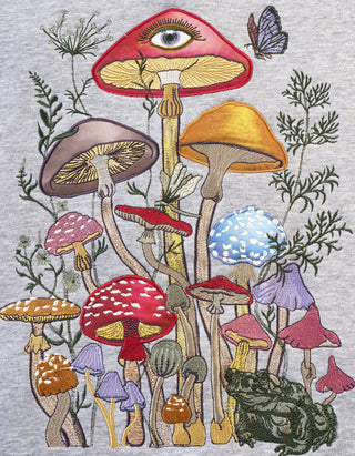 Bestickter Zipper Hoodie Mushroom