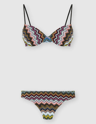 Balconette-Bikini mit Zickzackmuster