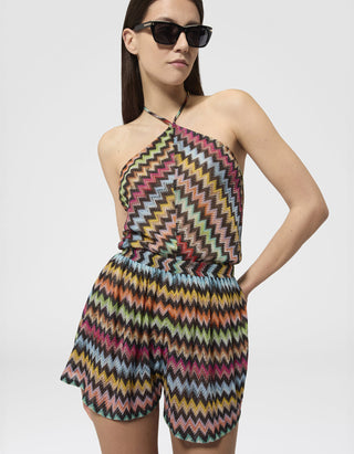 Neckholder-Overall mit Pixel-Effekt-Zickzack-Muster