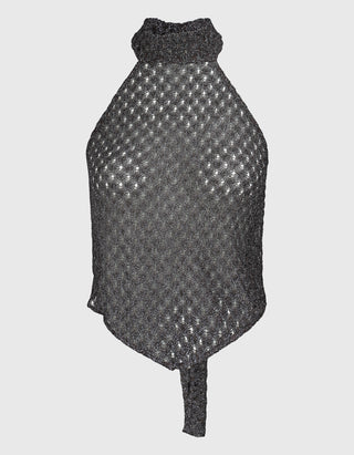 Lamé-Viskose Neckholder Top