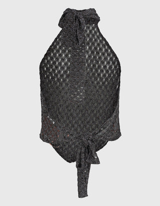 Lamé-Viskose Neckholder Top