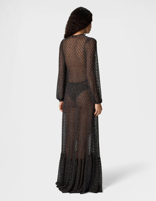 Long Cover-Up Kleid aus Lamé-Viskose