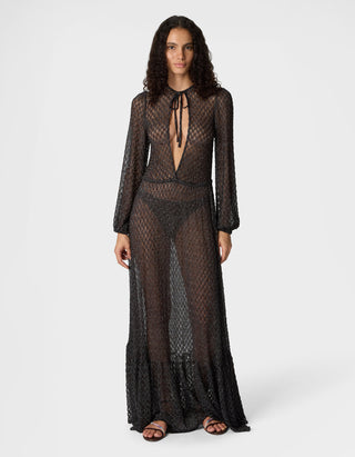 Long Cover-Up Kleid aus Lamé-Viskose