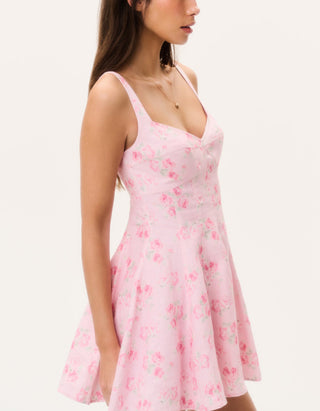 Gemustertes Leinen Mini-Kleid Nabi