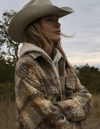 Oversize Flannel-Hemdjacke Flanella mit Stickereien