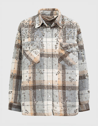 Oversize Flannel-Hemdjacke Flanella mit Stickereien