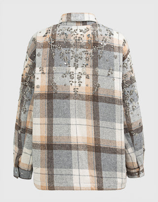 Oversize Flannel-Hemdjacke Flanella mit Stickereien