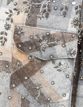 Oversize Flannel-Hemdjacke Flanella mit Stickereien