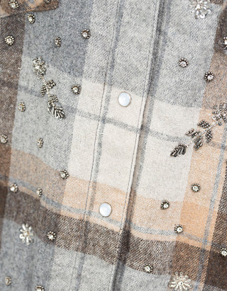 Oversize Flannel-Hemdjacke Flanella mit Stickereien
