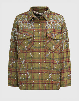 Oversize Flannel-Hemdjacke Flanella mit Stickereien