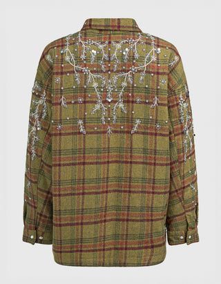 Oversize Flannel-Hemdjacke Flanella mit Stickereien